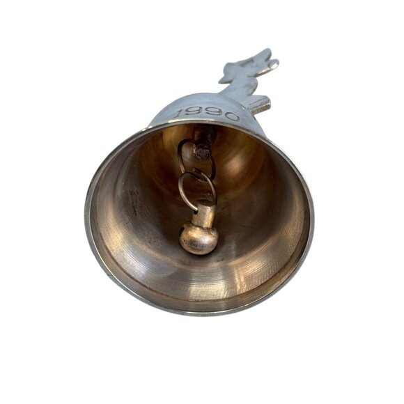 International  Silver Reindeer Bell Christmas Ornament 1990 4 1/2" X 2 1/2" - Picture 5 of 7